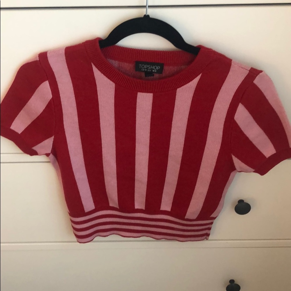 Topshop striped knit crop top